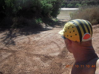 1701 7qb. Canyonlands National Park - Lathrop trail hike - Colorado River - Adam looking from behind