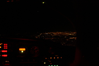 Sean's pictures - N8483R instrument panel at night - city lights