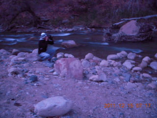 aerial - Virgin River and I-15 canyon in Arizona