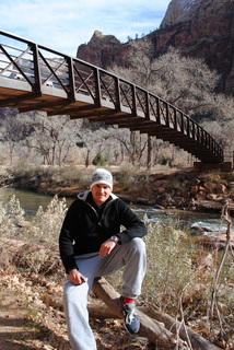 Zion National Park - Gokce at bridge