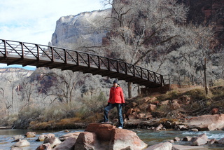 Zion National Park - Gokce at bridge