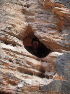 1754 7sf. Zion National Park - Angels Landing hike - Adam in rock