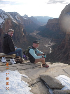 1765 7sf. Zion National Park - Angels Landing hike - summit - another hiker and Adam