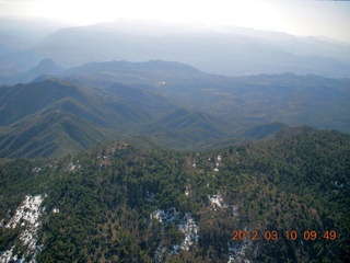 aerial - mountains with snow