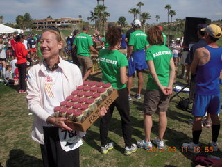 Mountain-to-fountain race - balance for weight in beer - costume runner