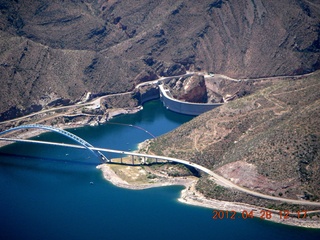 aerial - Roosevelt Lake - bridge and dam