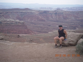 1817 7x1. Canyonlands Murphy hike - Adam at vista view (tripod)