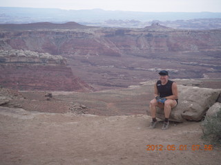 1818 7x1. Canyonlands Murphy hike - Adam at vista view (tripod)