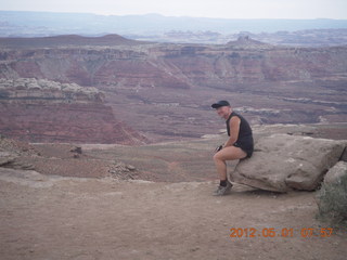 1819 7x1. Canyonlands Murphy hike - Adam at vista view (tripod)