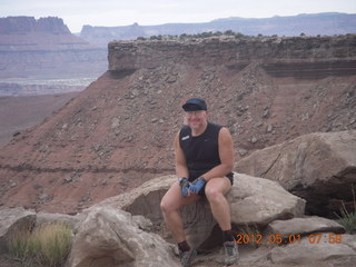 1820 7x1. Canyonlands Murphy hike - Adam at vista view (tripod)