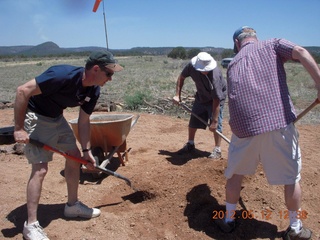 aerial - 'Young International' airstrip (AZ24) - pouring cement for fire pit