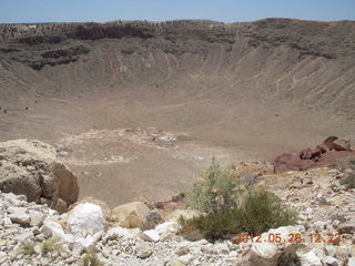 looking up at meteor crater rim