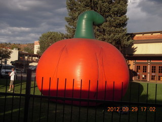 Durango-Silverton Narrow Gauge Railroad - giant inflatable pumpkin at the station