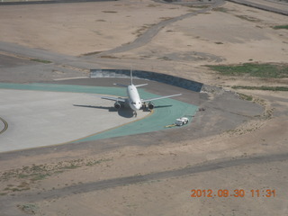 big airplane waiting for takeoff at Glendale (GEU)