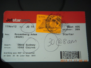 59 83b. JetStar - route from Sydney to Cairns boarding pass