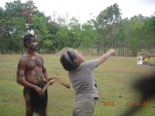 Tjapukai Aboriginal Cultural Park- Adam throwing a spear