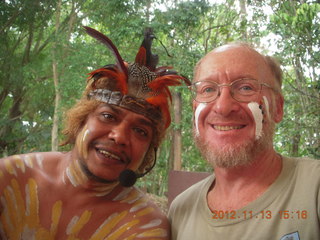 Tjapukai Aboriginal Cultural Park - 'native' and Adam with painted face