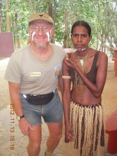 Tjapukai Aboriginal Cultural Park - Adam with painted face and 'native'