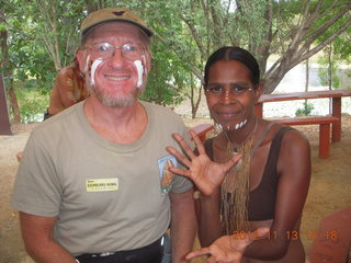153 83d. Tjapukai Aboriginal Cultural Park - Adam with painted face and 'native'