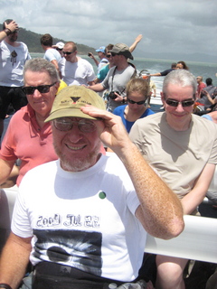 Adam on windy barrier reef boat, picture by Jeremy C