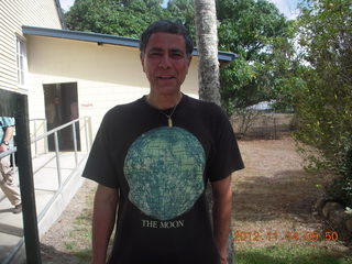 114 83e. total solar eclipse - drive back to Cairns - Francisco Diego, moon shirt