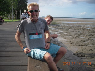 Cairns beach - low tide mud - local triathlete