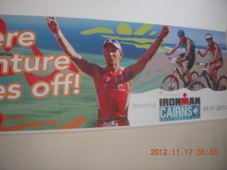 149 83h. Cairns Ironman sign in airport