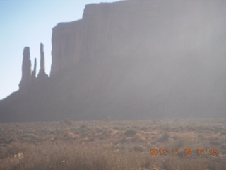 76 83q. Monument Valley tour - Three Sisters in silhouette