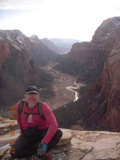 1917 84p. Zion National Park - Angels Landing hike - Adam on top