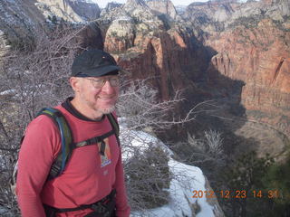 1918 84p. Zion National Park - Angels Landing hike - Adam on top