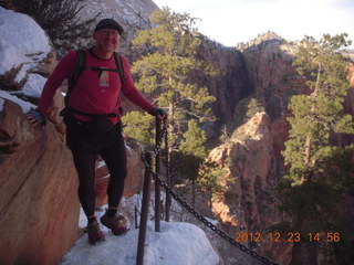1926 84p. Zion National Park - Angels Landing hike - Adam using chains
