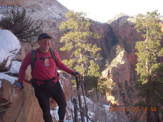 1927 84p. Zion National Park - Angels Landing hike - Adam using chains