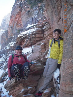1928 84p. Zion National Park - Angels Landing hike - Adam showing off crampons