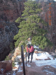 1933 84p. Zion National Park - Angels Landing hike - Adam using chains