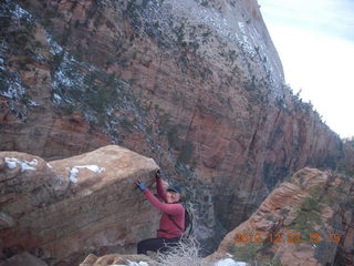 1937 84p. Zion National Park - Angels Landing hike - Adam climbing down