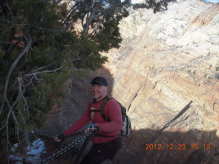 1938 84p. Zion National Park - Angels Landing hike - Adam using chains