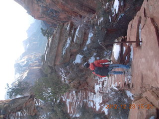 1940 84p. Zion National Park - Angels Landing hike - Adam using chains