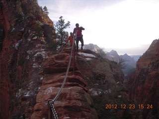1941 84p. Zion National Park - Angels Landing hike - Adam using chains