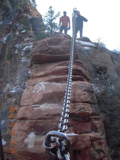 1945 84p. Zion National Park - Angels Landing hike - Adam using chains
