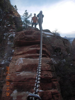 1946 84p. Zion National Park - Angels Landing hike - Adam using chains