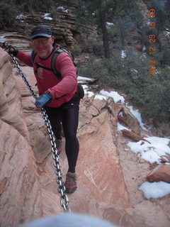 1947 84p. Zion National Park - Angels Landing hike - Adam on the scary, skinny part
