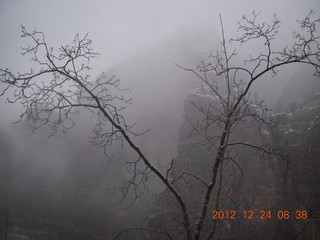 37 84q. Zion National Park - cloudy, foggy Observation Point hike