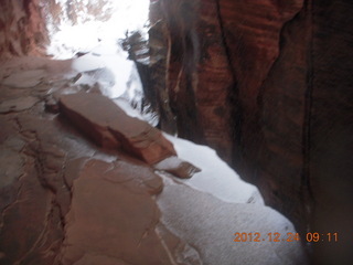 83 84q. Zion National Park - cloudy, foggy Observation Point hike - Echo Canyon entrance