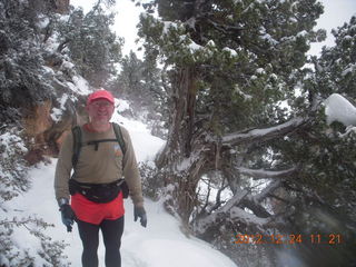 1960 84q. Zion National Park - cloudy, foggy Observation Point hike - Adam