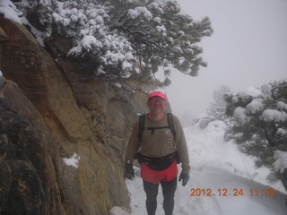 1961 84q. Zion National Park - cloudy, foggy Observation Point hike - Adam