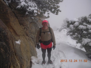 1962 84q. Zion National Park - cloudy, foggy Observation Point hike - Adam