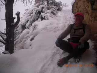 1963 84q. Zion National Park - cloudy, foggy Observation Point hike - Adam
