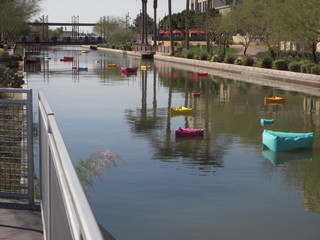 Scottsdale art - floating triangles in the canal