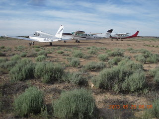 1207 89r. Sand Wash airstrip - airplanes, RedTail and N8377W