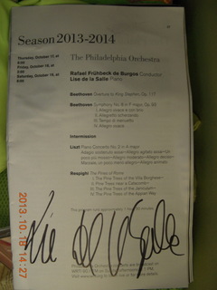 Lise de la Salle pianist autograph on my program